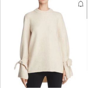 J.O.A. Tie Sleeve Sweater in Marled Knit Cream size S